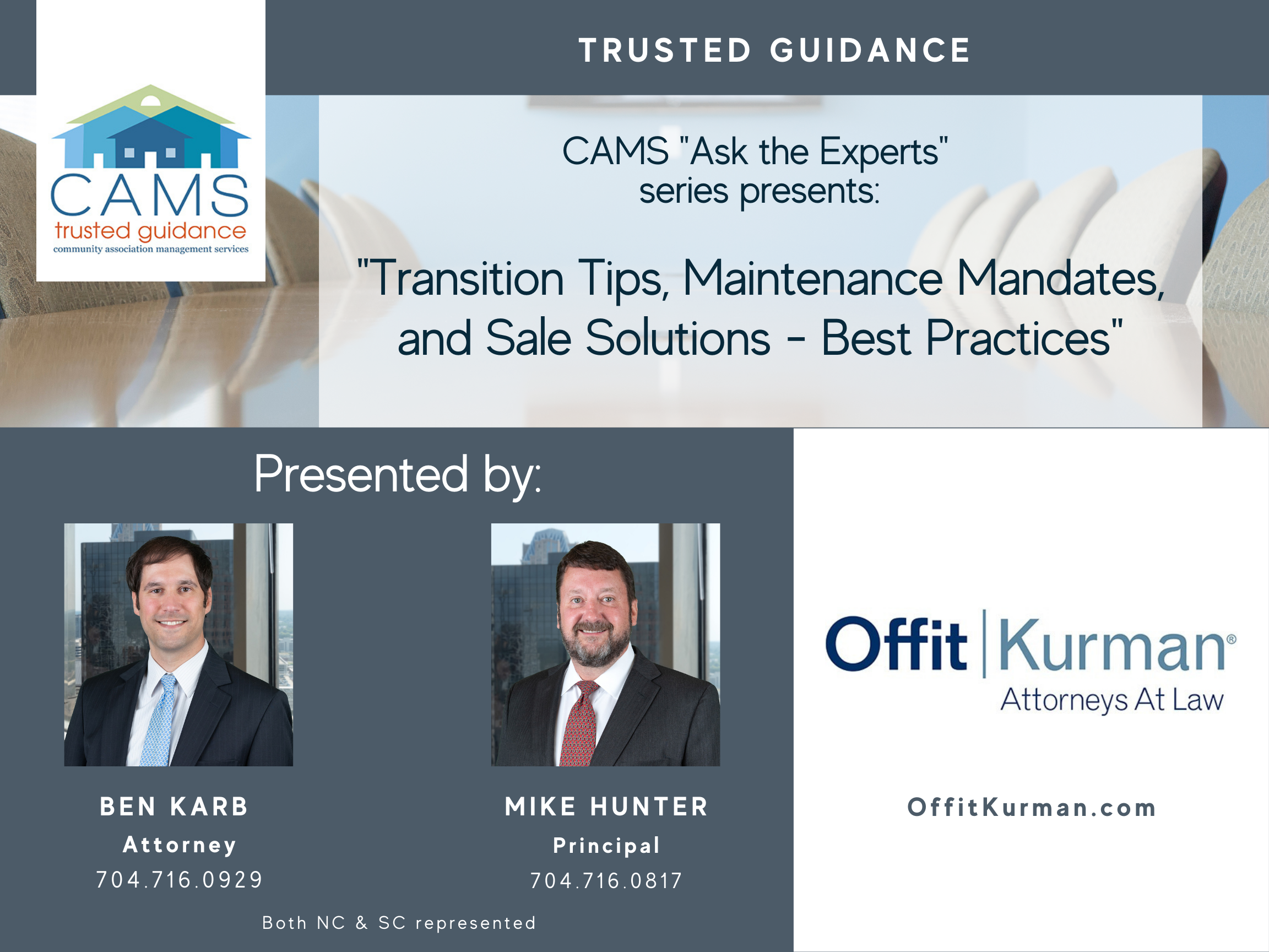 Transition Tips, Maintenance Mandates, and Sale Solutions